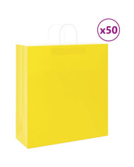 Sacs en papier 50 pcs avec poignées jaune 45x17x48 cm | Mobilier & Déco
