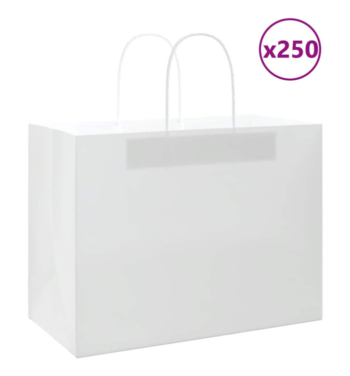 Sacs en papier 250 pcs avec poignées blanc 32x17x25 cm | Mobilier & Déco