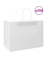 Sacs en papier 250 pcs avec poignées blanc 32x17x25 cm | Mobilier & Déco