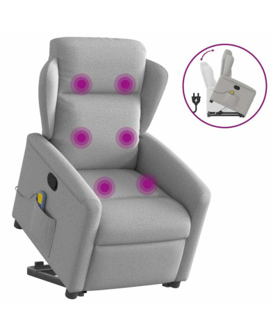 Fauteuil de massage inclinable gris nuage tissu | Mobilier & Déco