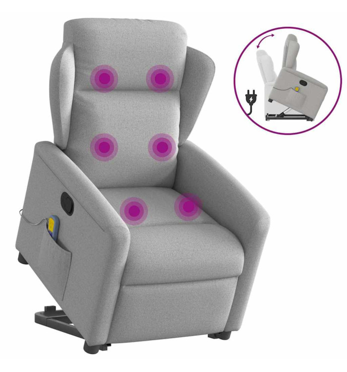Fauteuil de massage inclinable gris nuage tissu | Mobilier & Déco