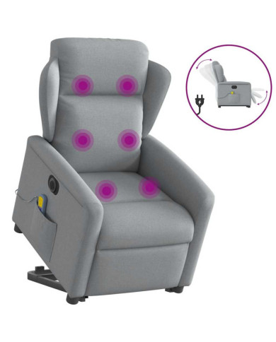 Fauteuil inclinable de massage électrique Gris clair Tissu | Mobilier & Déco