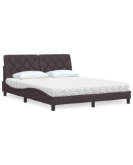 Lit avec matelas marron foncé 160x200 cm tissu | Mobilier & Déco