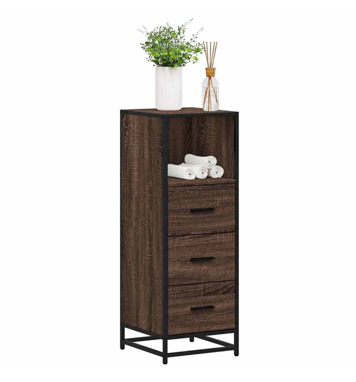 Armoire de bain chêne marron 35x37,5x100 cm bois d'ingénierie | Mobilier & Déco