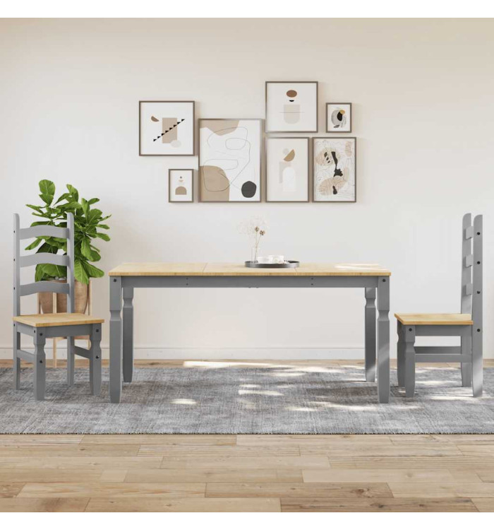 Ensemble à manger Panama 3 pcs gris bois de pin massif | Mobilier & Déco