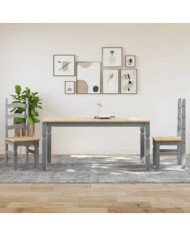 Ensemble à manger Panama 3 pcs gris bois de pin massif | Mobilier & Déco