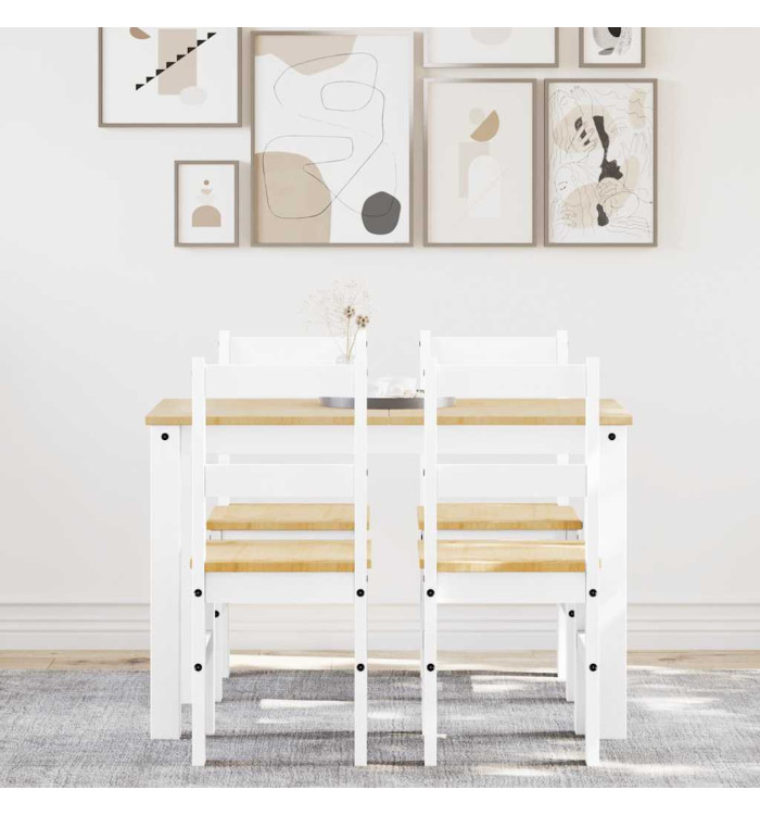 Ensemble à manger Panama 5 pcs blanc bois de pin massif | Mobilier & Déco