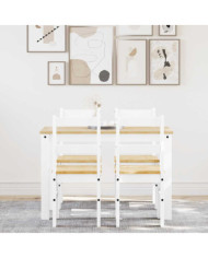 Ensemble à manger Panama 5 pcs blanc bois de pin massif | Mobilier & Déco