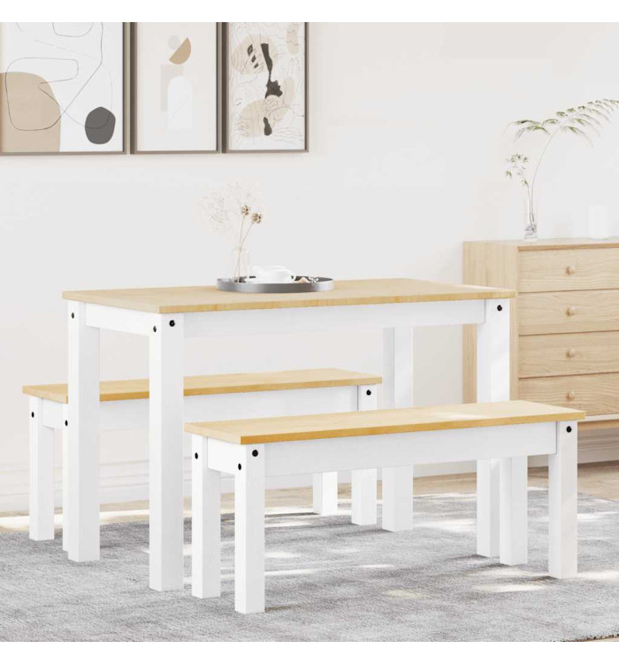 Ensemble à manger Panama 3 pcs blanc bois de pin massif | Mobilier & Déco