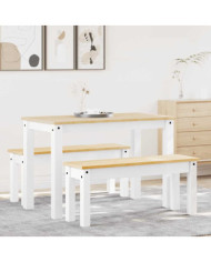 Ensemble à manger Panama 3 pcs blanc bois de pin massif | Mobilier & Déco