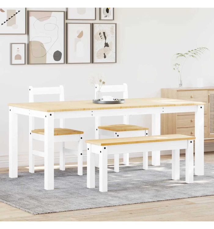 Ensemble à manger Panama 4 pcs blanc bois de pin massif | Mobilier & Déco