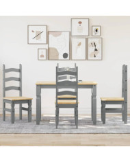 Ensemble à manger Panama 5 pcs gris bois de pin massif | Mobilier & Déco