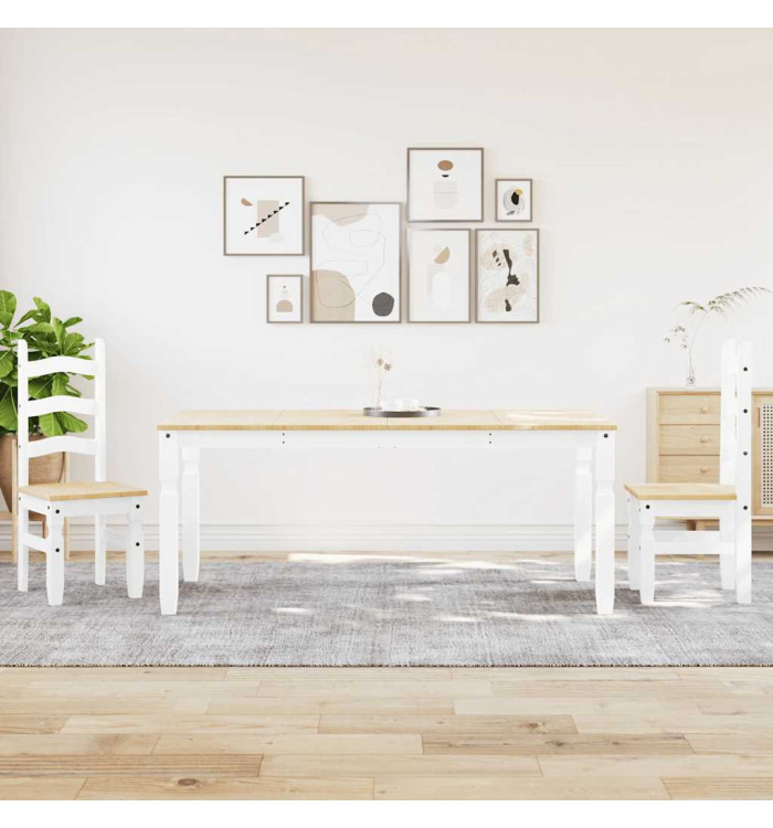 Ensemble à manger Panama 3 pcs blanc bois de pin massif | Mobilier & Déco