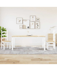 Ensemble à manger Panama 3 pcs blanc bois de pin massif | Mobilier & Déco