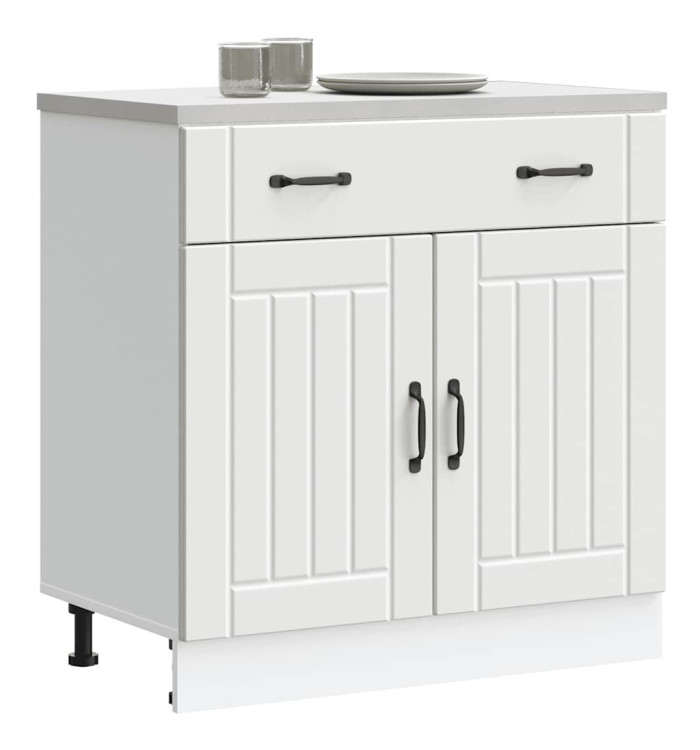 Armoire de cuisine Lucca blanc bois d'ingénierie | Mobilier & Déco