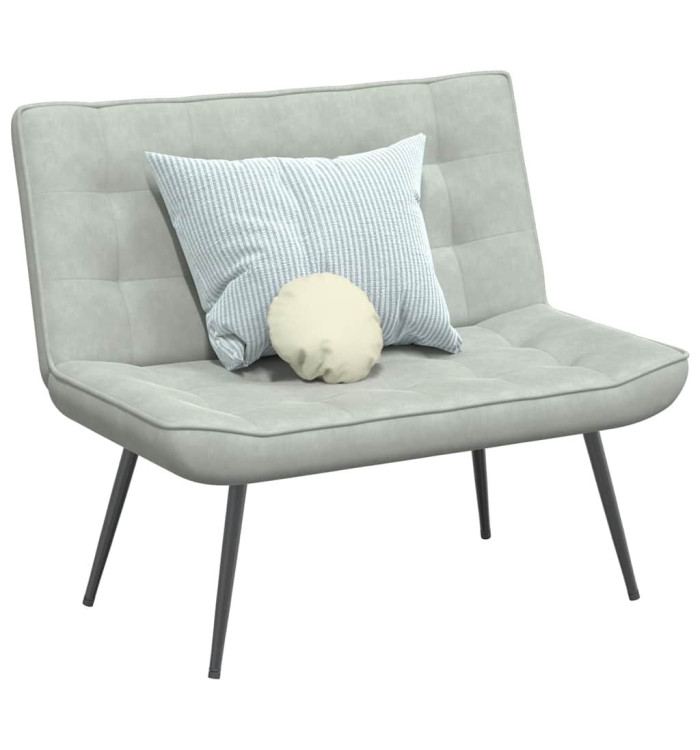 Banc gris clair 110x74x84 cm velours | Mobilier & Déco