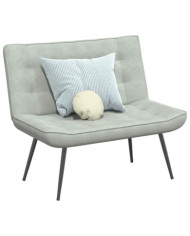 Banc gris clair 110x74x84 cm velours | Mobilier & Déco