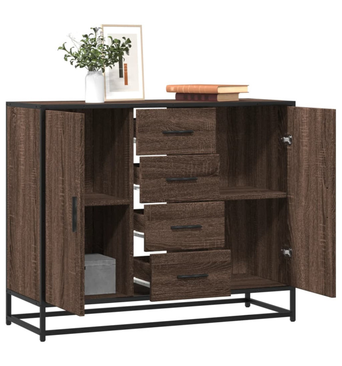 Buffet chêne marron 92x35x76 cm Bois d'ingénierie | Mobilier & Déco