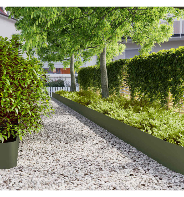 Bordures pelouse 20pcs vert olive 25x103cm acier laminé à froid | Mobilier & Déco