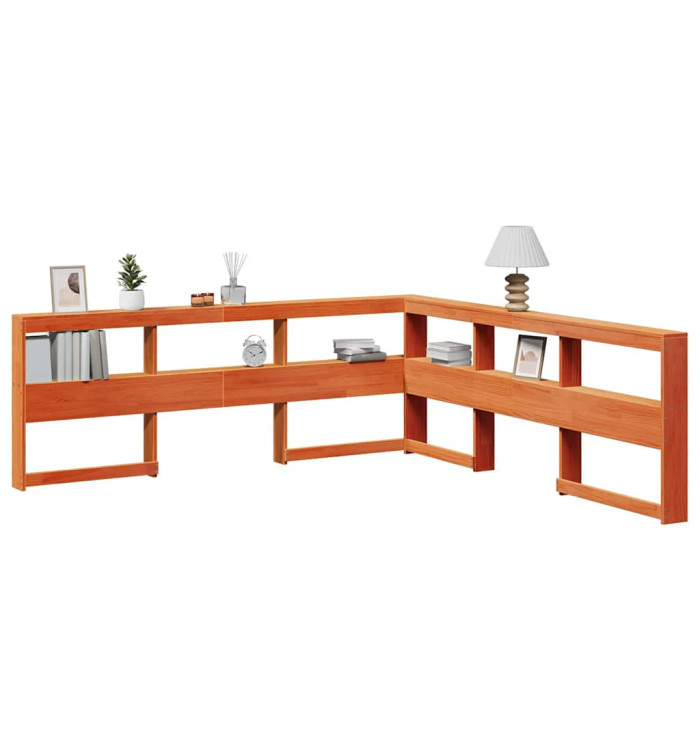 Tête de lit de bibliothèque en forme de L bois massif de pin | Mobilier & Déco