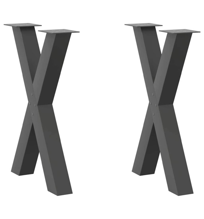 Pieds de table à manger en forme de X, 2 pièces, anthracite, 60 x (72-73) cm, acier | Mobilier & Déco