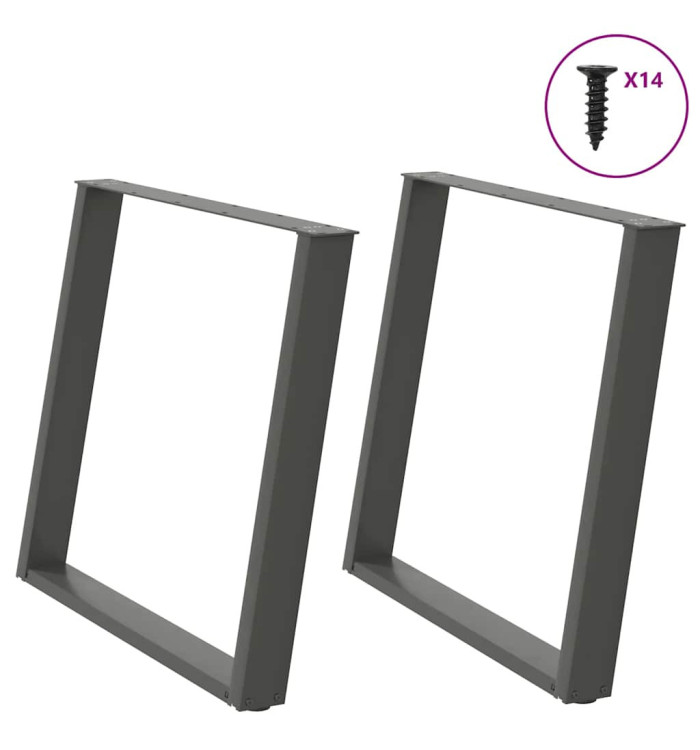 Pieds de table à manger en U 2 pièces Anthracite 100 x (72-73) cm Acier | Mobilier & Déco