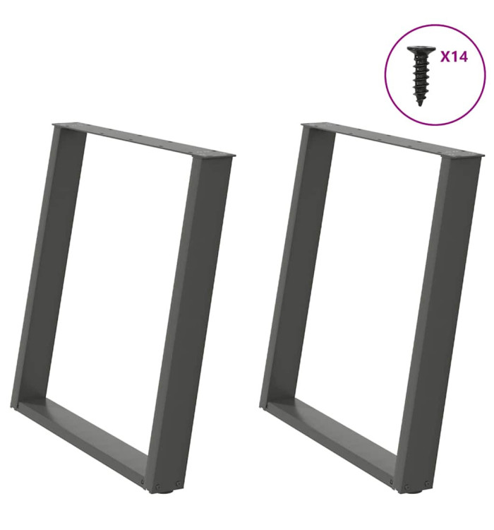 Pieds de table à manger en U 2 pièces Anthracite 70 x (72-73) cm Acier | Mobilier & Déco