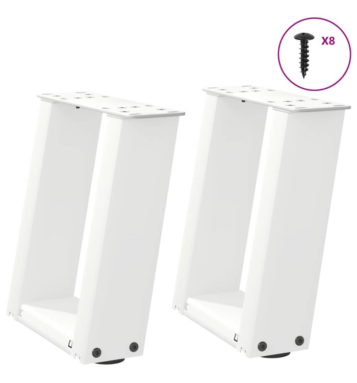 Pieds de table basse en U 2 pièces Blanc 30 x (30-31) cm Acier | Mobilier & Déco