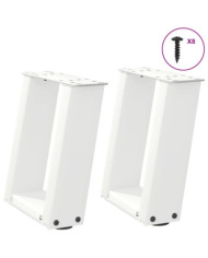 Pieds de table basse en U 2 pièces Blanc 30 x (30-31) cm Acier | Mobilier & Déco