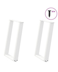 Pieds de table à manger en U 2 pièces Blanc 60 x (72-73) cm Acier | Mobilier & Déco