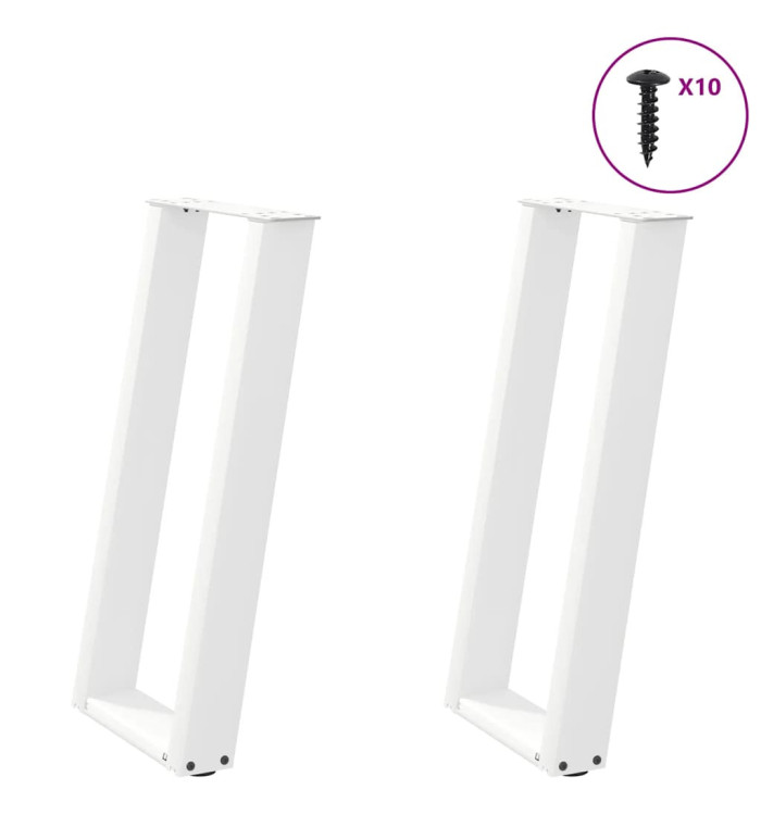 Pieds de table console en U, 2 pièces, blanc, 28 x (72-73) cm, acier | Mobilier & Déco