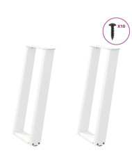 Pieds de table console en U, 2 pièces, blanc, 28 x (72-73) cm, acier | Mobilier & Déco