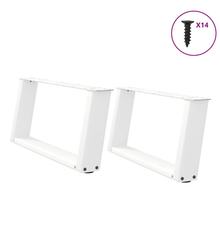 Pieds de table basse en U 2 pièces Blanc 60 x (30-31) cm Acier | Mobilier & Déco