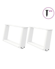 Pieds de table basse en U 2 pièces Blanc 60 x (30-31) cm Acier | Mobilier & Déco