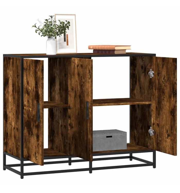 Buffet chêne fumé 94x35x76 cm bois d'ingénierie | Mobilier & Déco