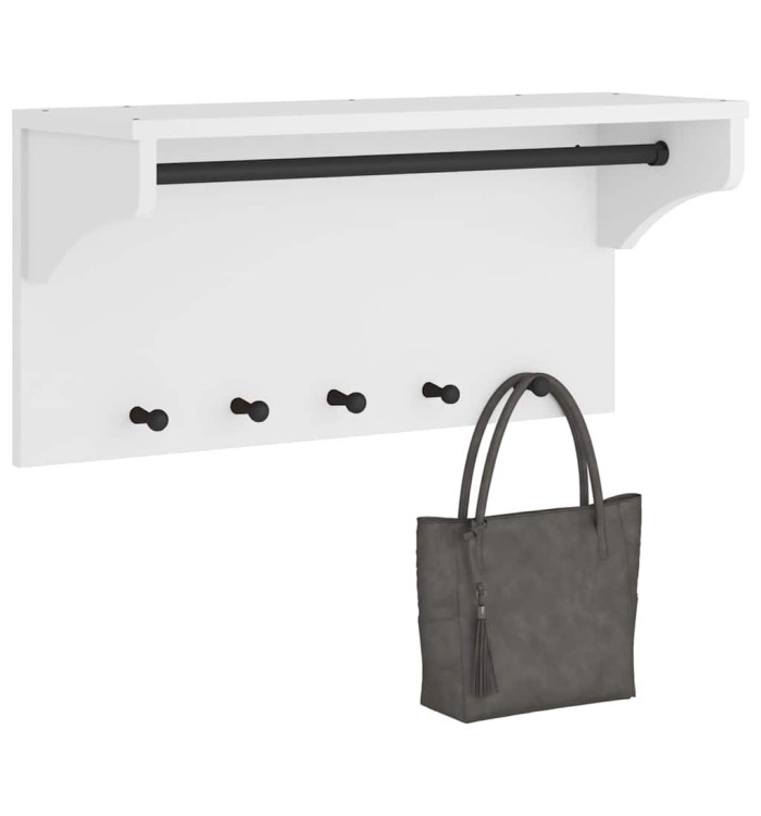 Porte-manteau mural SANDNES blanc 87x30x42 cm bois massif pin | Mobilier & Déco