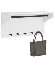 Porte-manteau mural SANDNES blanc 87x30x42 cm bois massif pin | Mobilier & Déco