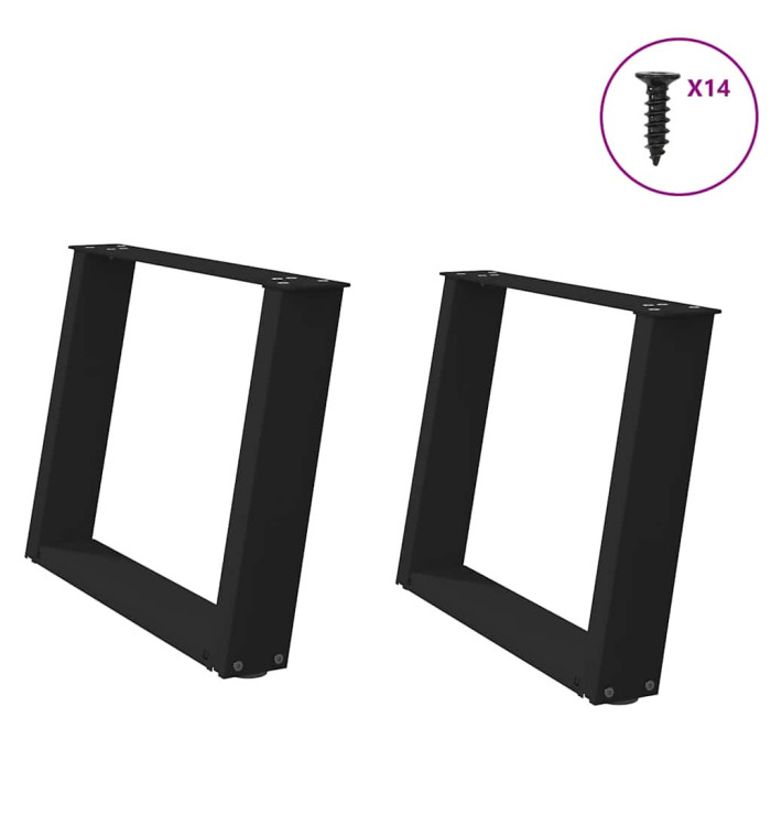 Pieds de table basse en U, 2 pièces, noir, 60 x (42-43) cm, acier | Mobilier & Déco