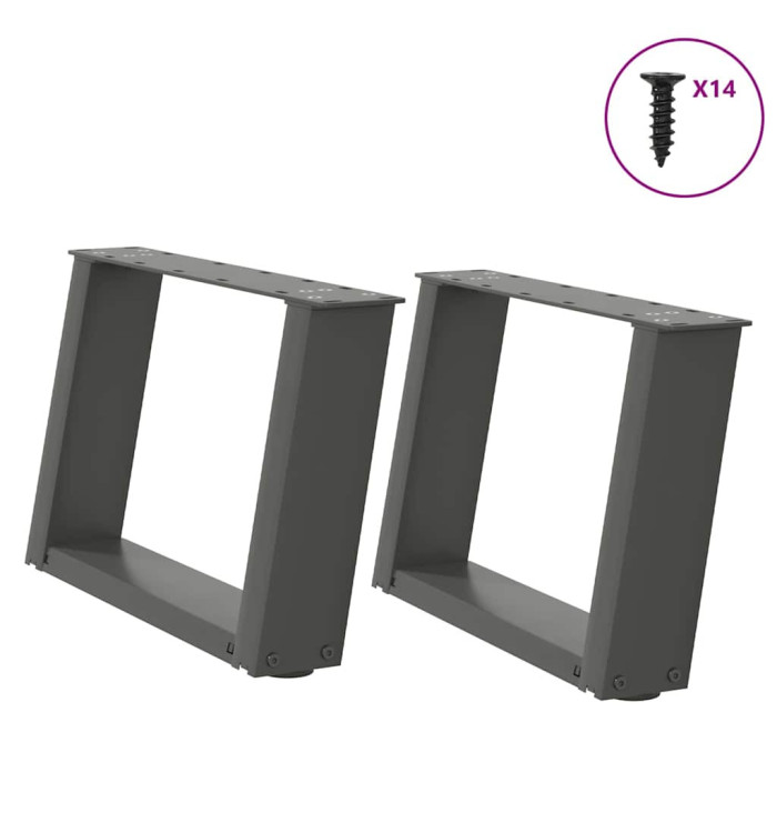 Pieds de table basse en U 2 pièces Anthracite 40 x (30-31) cm Acier | Mobilier & Déco