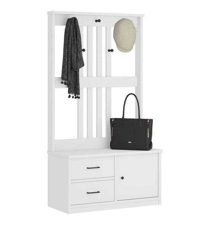 Portemanteau SANDENS blanc 87x40x159,5 cm bois massif pin | Mobilier & Déco