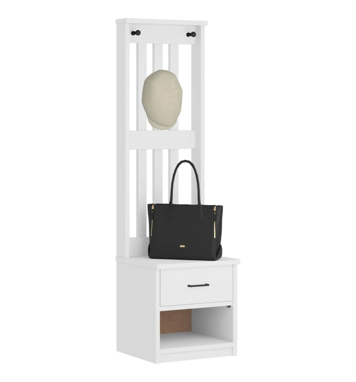 Portemanteau SANDENS blanc 45x40x159,5 cm bois massif pin | Mobilier & Déco