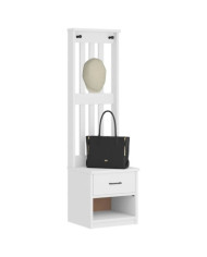 Portemanteau SANDENS blanc 45x40x159,5 cm bois massif pin | Mobilier & Déco