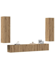 Meubles TV muraux 4 pcs chêne artisanal bois d'ingénierie | Mobilier & Déco