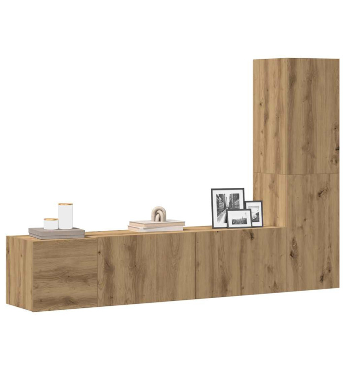 Meubles TV muraux 3 pcs chêne artisanal bois d'ingénierie | Mobilier & Déco