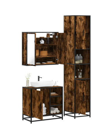 Ensemble de meubles de salle de bain 3 pcs Chêne fumé | Mobilier & Déco