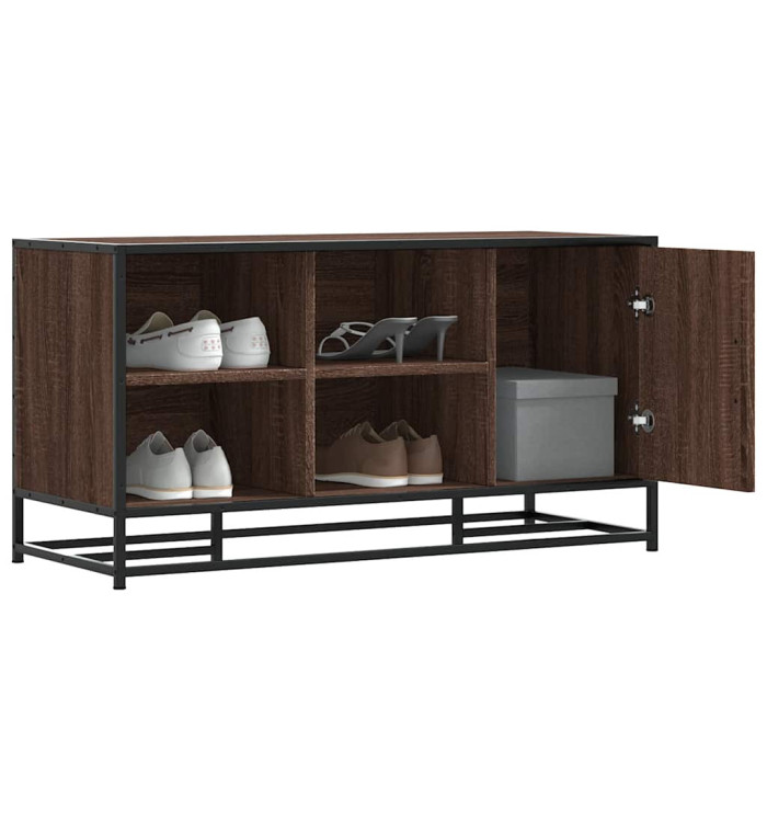 Banc à chaussures chêne marron bois d'ingénierie et métal | Mobilier & Déco