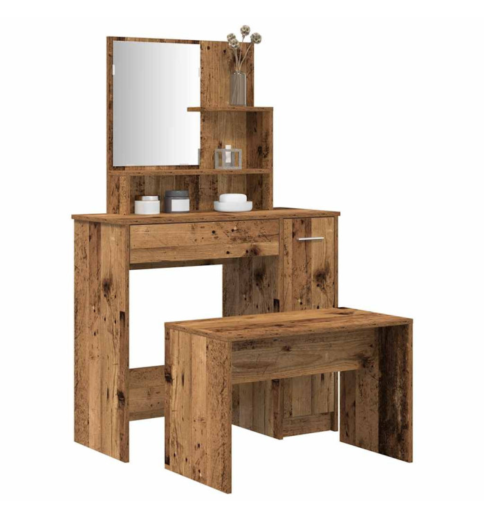Ensemble de coiffeuse vieux bois bois d'ingénierie | Mobilier & Déco