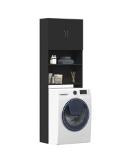 Meuble de machine à laver noir 64x24x190 cm bois d'ingénierie | Mobilier & Déco