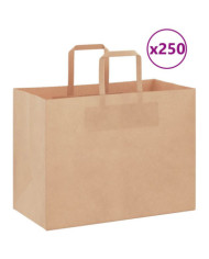 Sacs en papier 250 pcs avec poignées marron 32x17x25 cm | Mobilier & Déco
