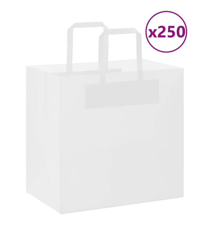 Sacs en papier 50 pcs avec poignées blanc 26x17x25 cm | Mobilier & Déco